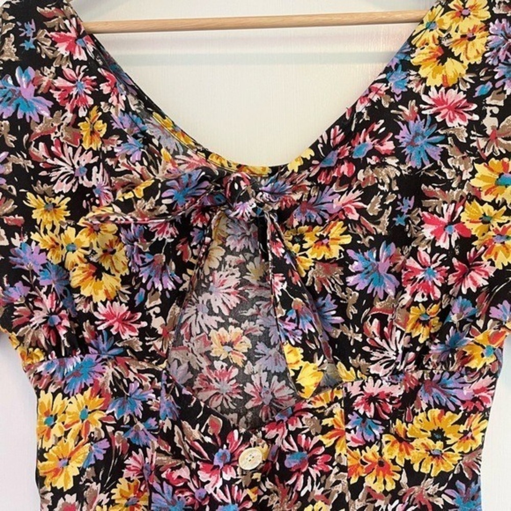 Vintage Fiasco Floral Dress Bow Back Whimsigoth Retro‎ 90s Aesthetic Party - Picture 3 of 7